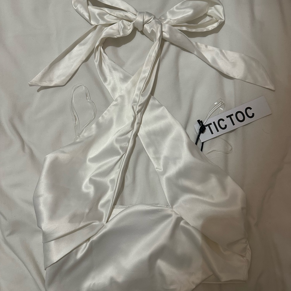 Women's White Satin Top